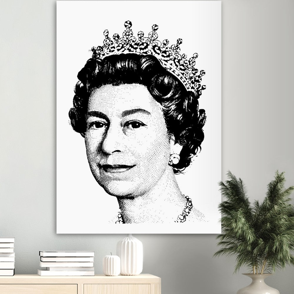 RIP Queen Elizabeth II portrait 5 pound note, iconic picture, minimalistic poster, wall art monarch,