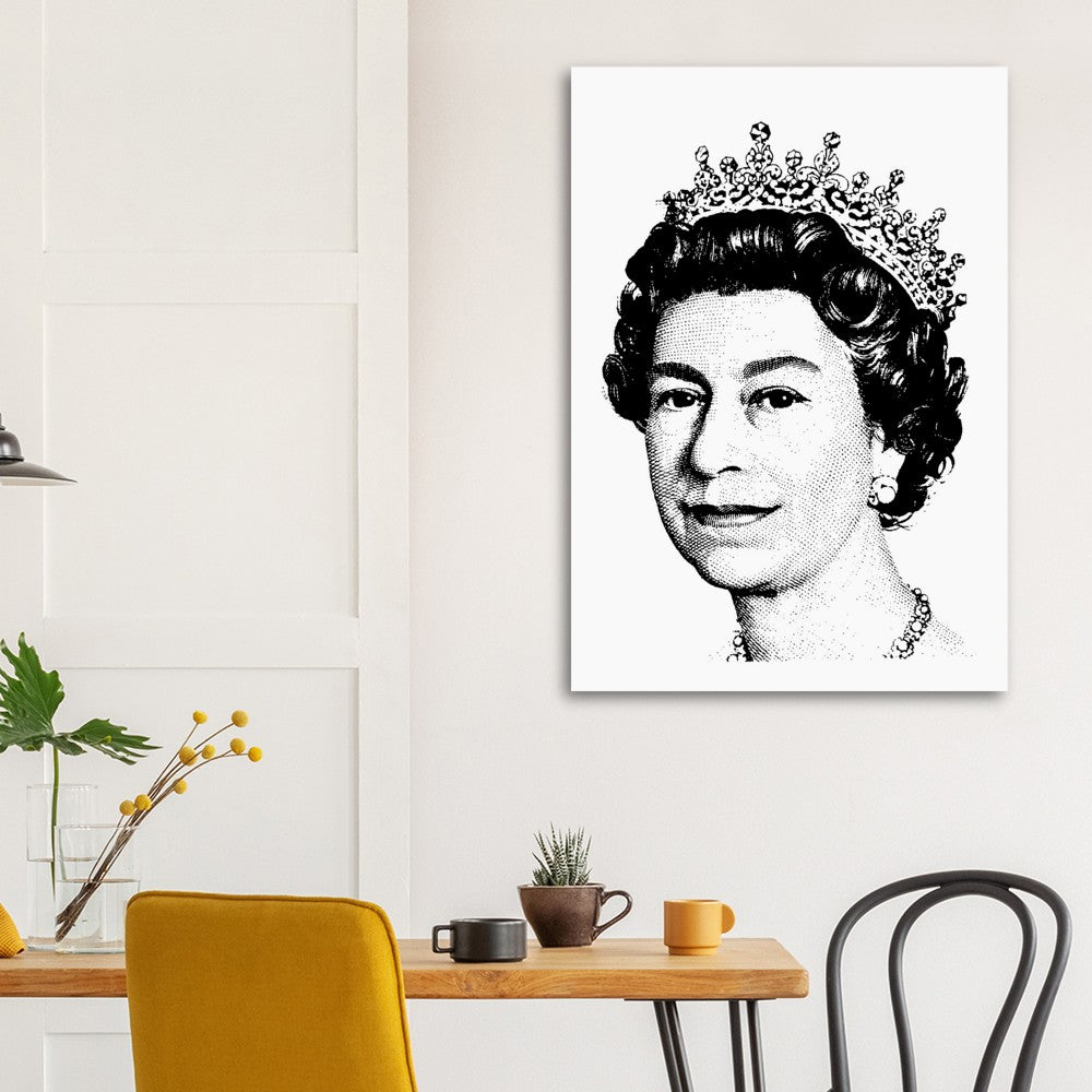RIP Queen Elizabeth II portrait 5 pound note, iconic picture, minimalistic poster, wall art monarch,